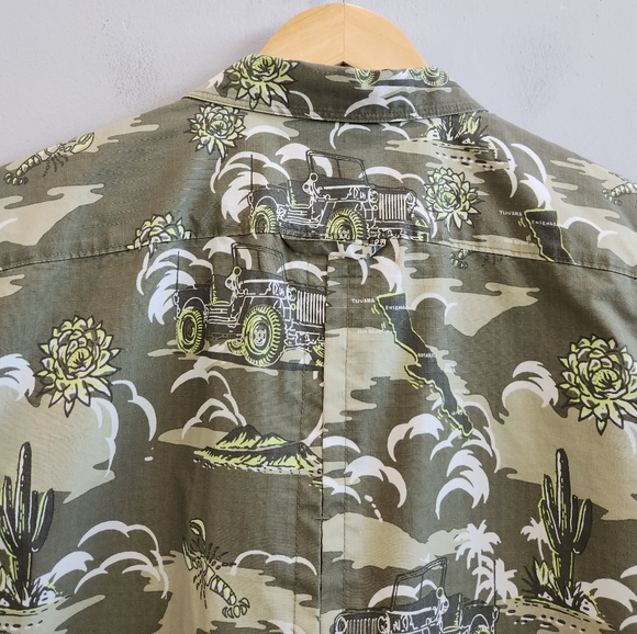 Off The Grid Baja Shirt Vented Outdoor Jeep Green Pockets Men's Size Large - Picture 5 of 7